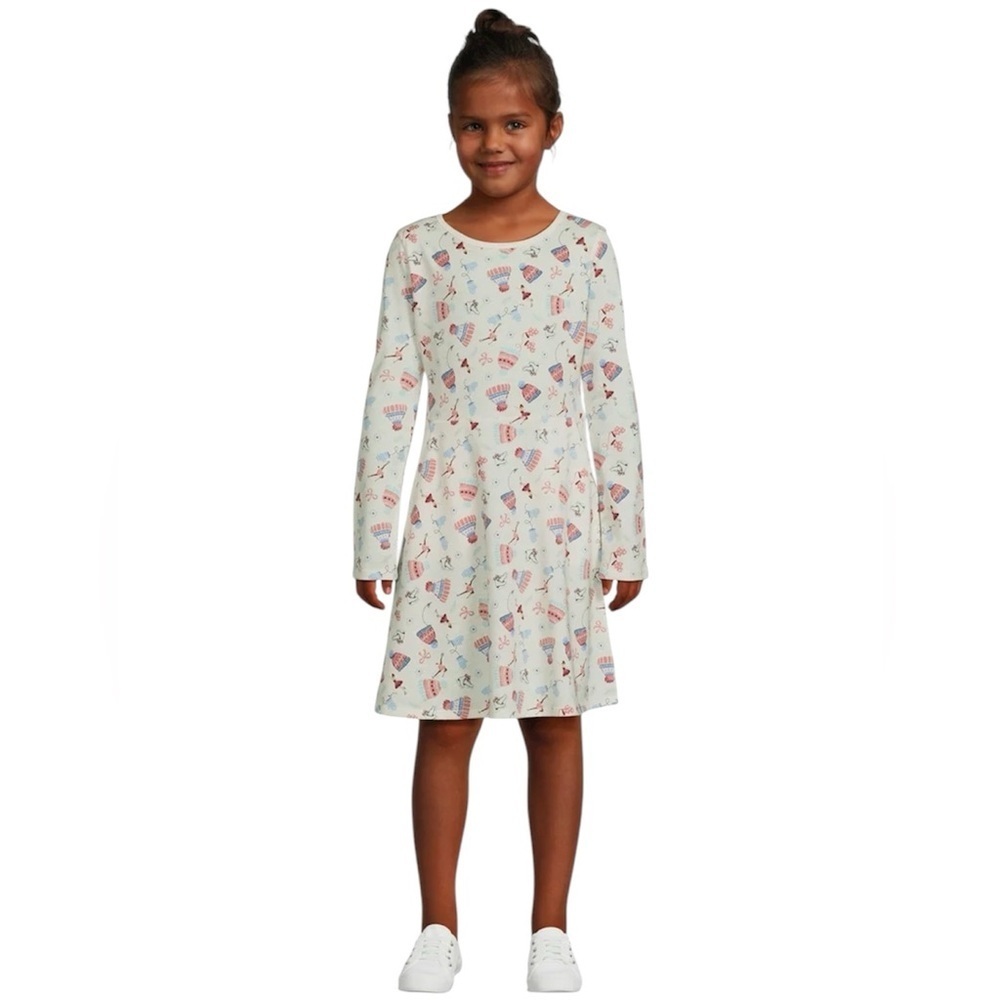 Wonder Nation Girls Long Sleeve Knit Play Dress Medium (7-8)
